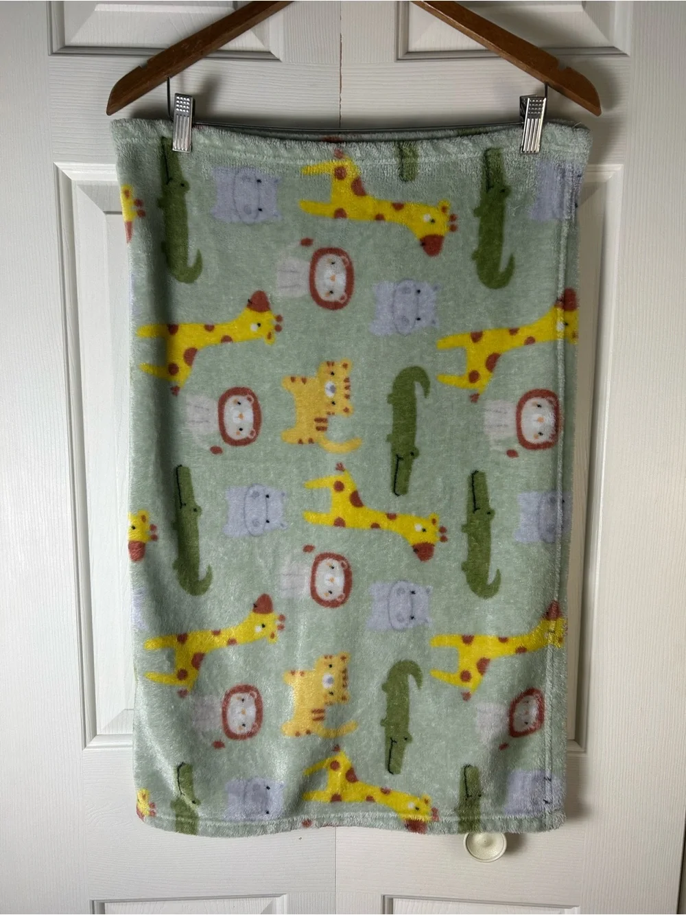 Parent's Choice Green Safari Animals Baby Blanket Giraffe Alligator Lion Tiger